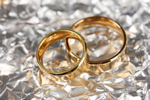 Wedding Rings On Silver Background