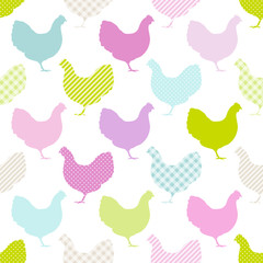 Wall Mural - Seamless Pattern Hen Stripes/Dots/Check Pastel