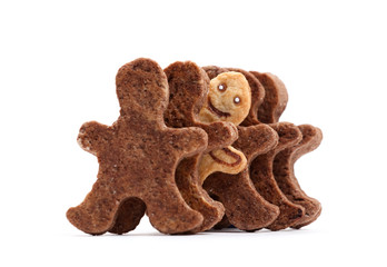 Wall Mural - Set of ginger man shaped cookies, isolated on white