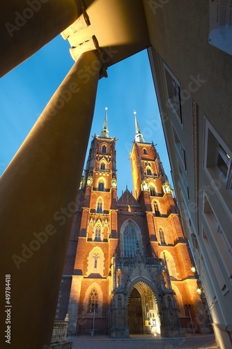 Naklejka dekoracyjna Cathedral in the evening, Wroclaw, Poland