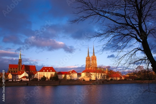 Board z aluminiowym obramowaniem Widok na stare miasto, wrocław, poland