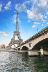 Wall Mural - Paris - Beautiful view of Eiffel Tower  and Iena Bridge