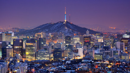 Fototapete - Seoul Skyline