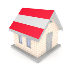 Sticker - Small house with austrian flag of on a roof.