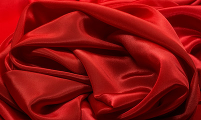 Crumpled red satin