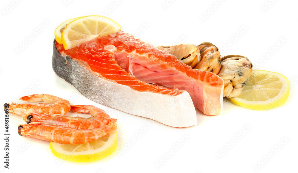 Fresh seafood isolated on white