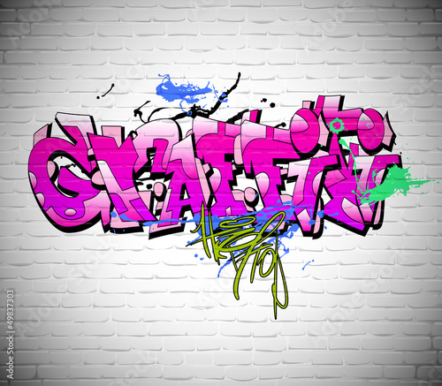 Plakat na papierze fotorealistycznym Tło graffiti ściany, sztuka miejska