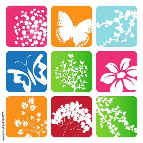 Obraz w ramie collection of vector nature icons