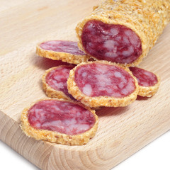 Wall Mural - fuet, spanish sausage, coated with onion