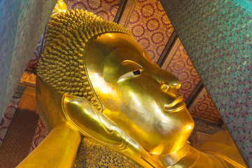 Reclining Buddha in Wat Pho temple in Bangkok, Thailand