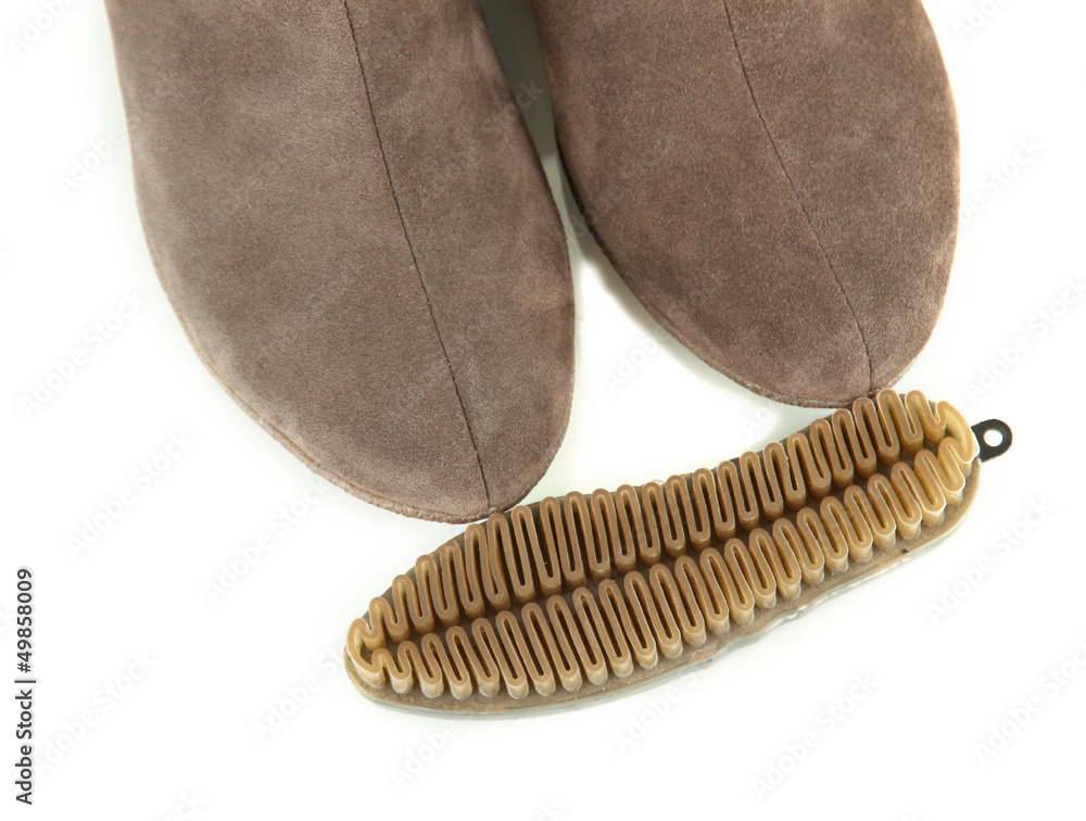 Brush for suede shoes, isolated on white