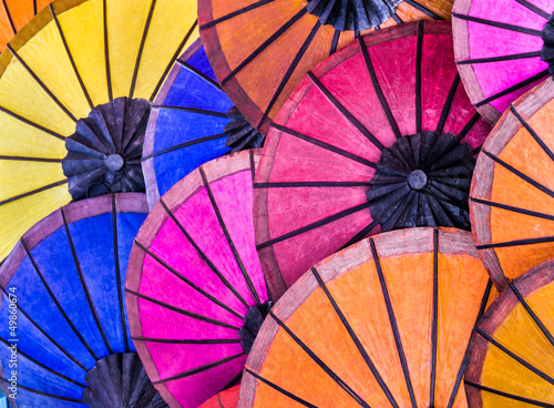 Fototapeta na wymiar Multicolored Umbrellas at Night Market - South East Asia