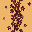 wallpaper with burgundy flowers on an orange background