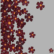 wallpaper with burgundy flowers on a gray background