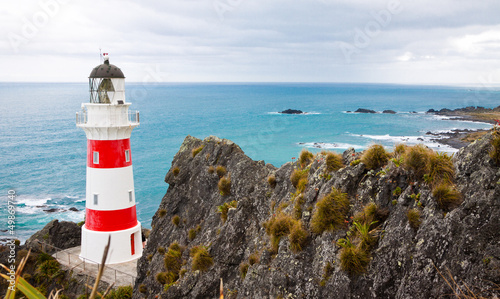 Obraz na płótnie canvas czteroczęściowy "tetraptyk" Latarnia morska w Cape Palliser, Nowa Zelandia