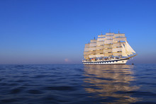 Clipper Ship In The Sea, Tyrrhenian Sea, Lipari Islands