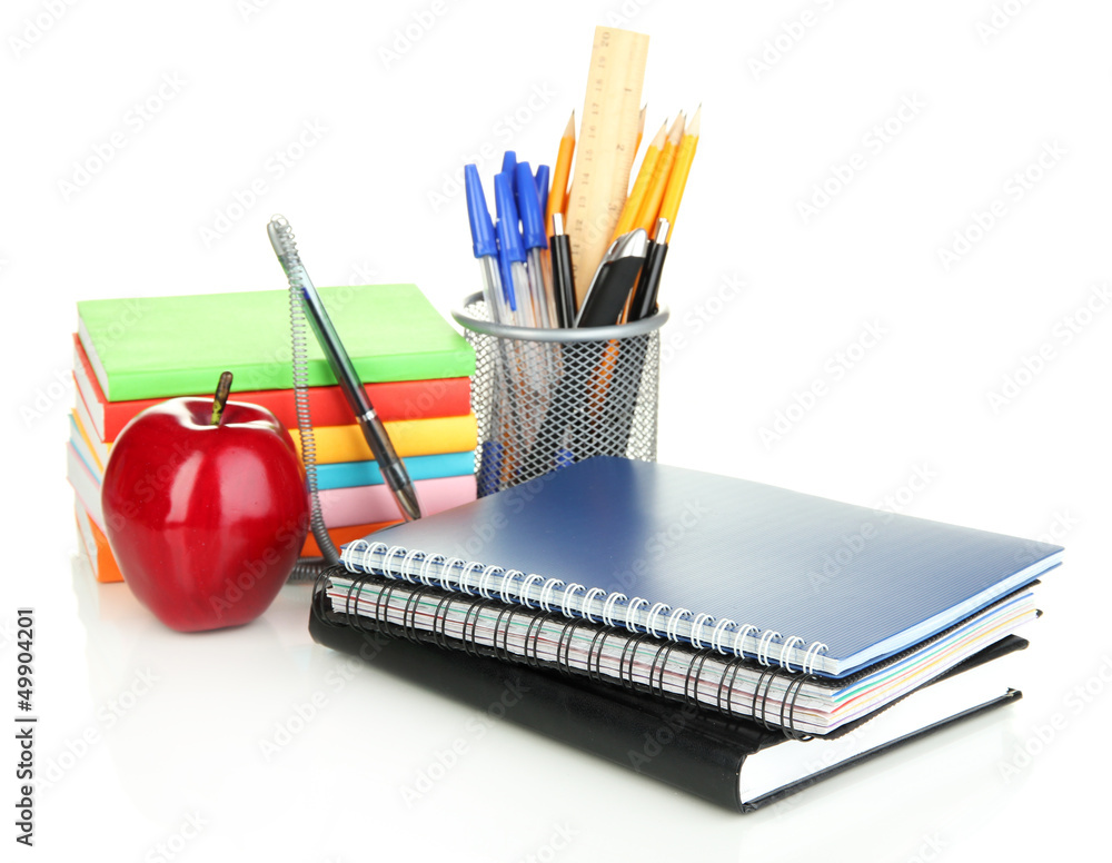 School and office supplies isolated on white