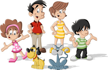 Wall Mural - Colorful cute happy cartoon family