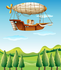 Poster - Girls riding in an airship