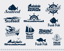 Set Of Logos For Seafood
