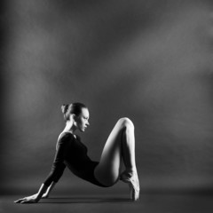 A portrait of young beautiful gymnast woman