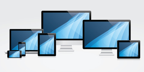 Aufkleber - Realistic laptop, computer, tablet, smartphone, vector EPS10
