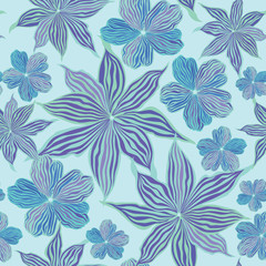  floral seamless vector background from lilac and blue flowers