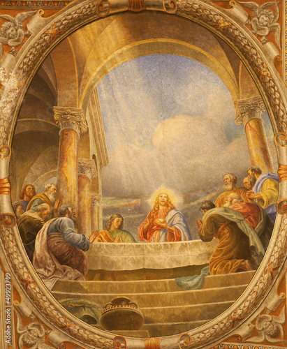 Plakat na papierze fotorealistycznym Verona - fresk ostatniej wieczerzy w kościele Santa eufemia