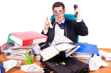 Wall Mural - Busy stressed man in the office