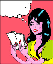 Woman Cry And Reading Pop Art Comic Collection Sad Young Woman R