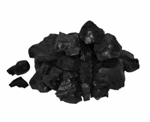 pile black coal isolated on white background