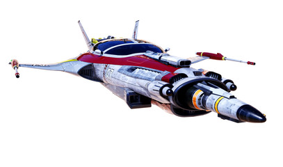 Wall Mural - spaceship white background pose 6