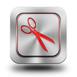 Scissors aluminum glossy icon, button