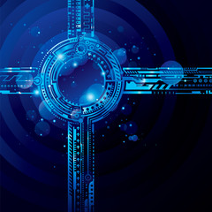 Poster - Abstract high tech blue background with light effect.