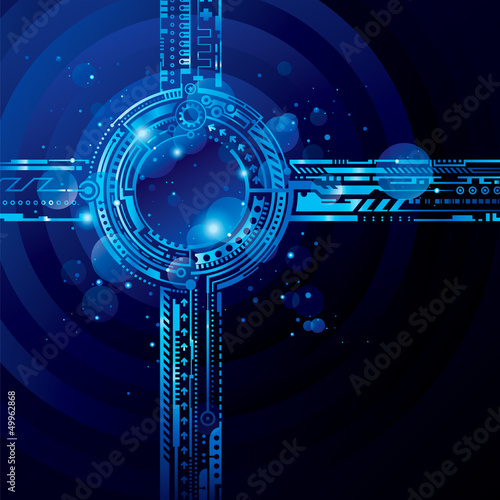 Naklejka dekoracyjna Abstract high tech blue background with light effect.