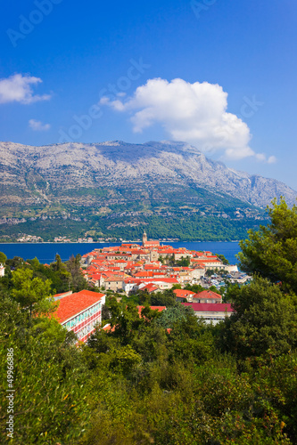 Plakat na papierze fotorealistycznym Miasto korcula w chorwacji