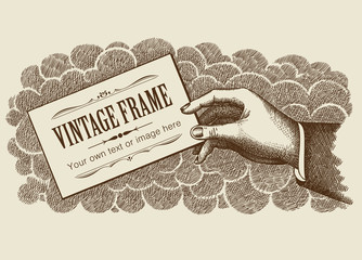 Canvas Print - vintage frame background with hand vector