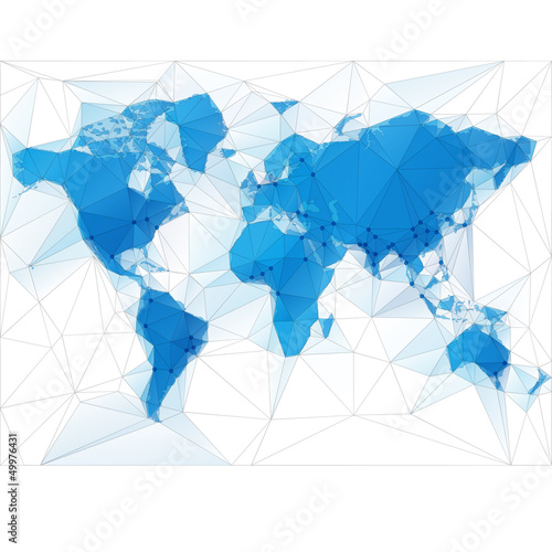 Obraz w ramie World Map Illustration with largest cities in the world