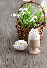 Canvas Print - easter decoration with eggs and snowdrops