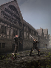 Fototapete - Medieval Street Fighters