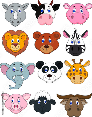 Naklejka dekoracyjna Cartoon animal head icon