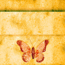 Golden Butterfly  On Grunge Background