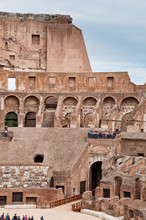 Walls And Arcs Inside Colosseum At Rome