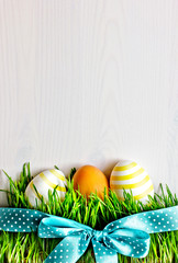 Easter eggs on the grass