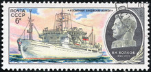 Stamp Printed In The Soviet Union Devoted To Research Ship