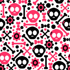 Wall Mural - Seamless pattern with funny skulls