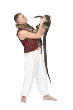 Young Caucasian Man With Snakes