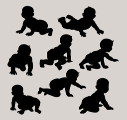 Canvas Print - Baby Silhouettes Vector