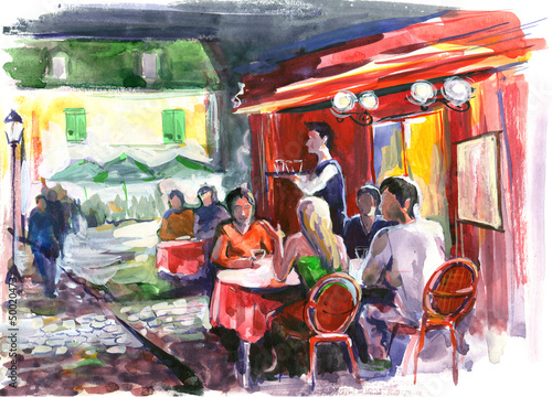 Nowoczesny obraz na płótnie summer cafe on the street