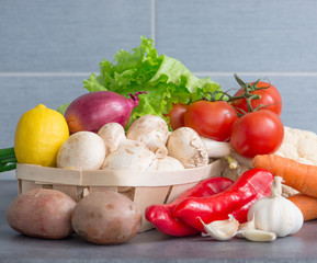 Wall Mural - fresh colorful vegetables on table